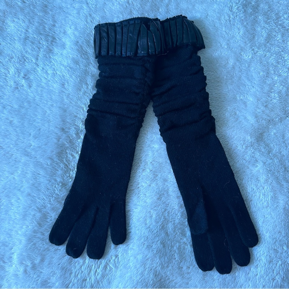 NWOT Portolano Merino Wool Long Gloves with Leather Accent - Picture 2 of 6